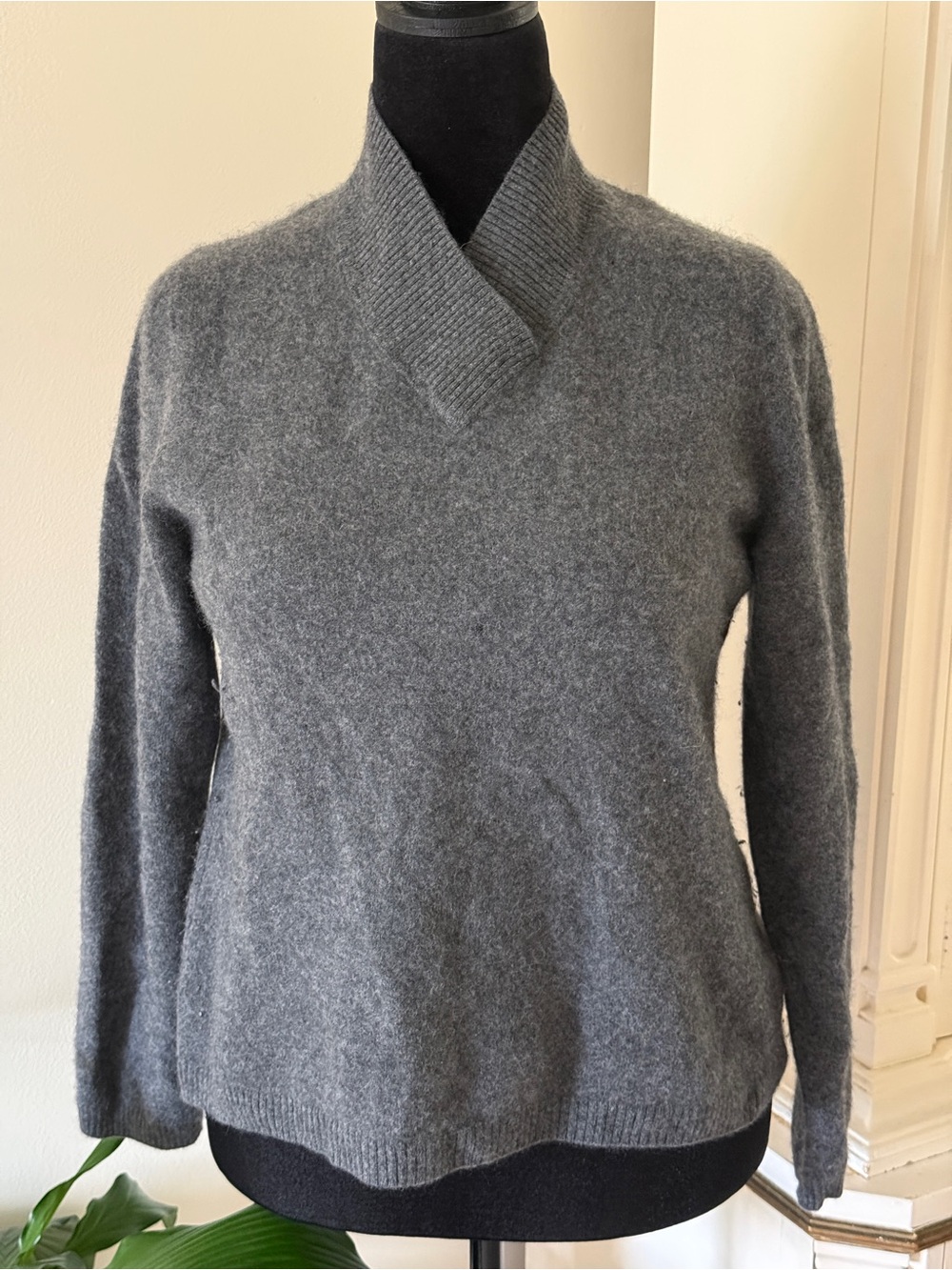 privy Gray Shawl Collar Knit Sweater
